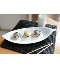 Plat à sushis en porcelaine japonaise - feuille blanche 38cm