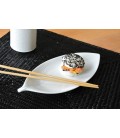 Plat à sushis en porcelaine japonaise - feuille blanche 22cm