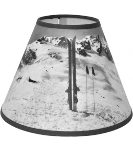 Lampe "Bergerie marbre" abat-jour "Skis et Bâtons"